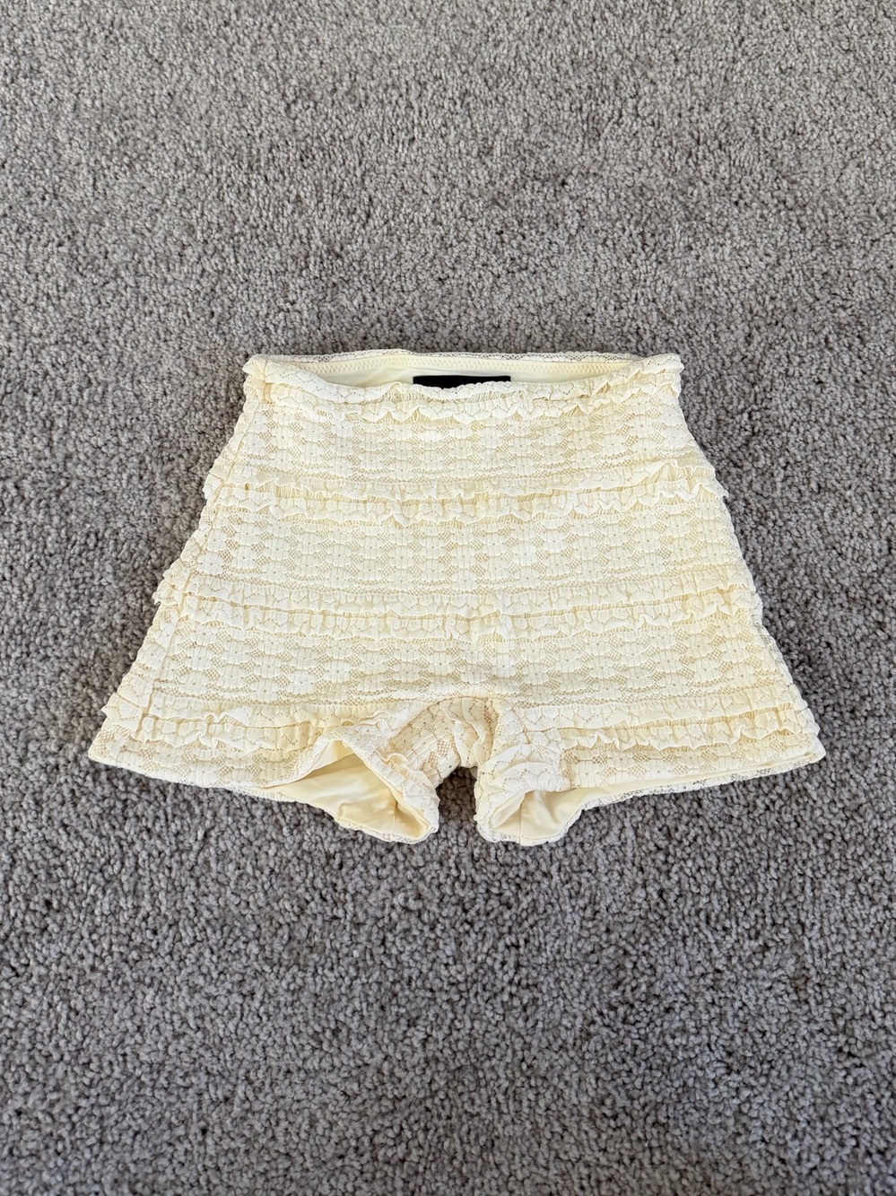 White Fox Boutique Cream Ruffle Shorts